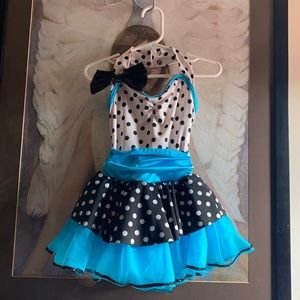 Weissman top skirt dress Polkadots blue dress